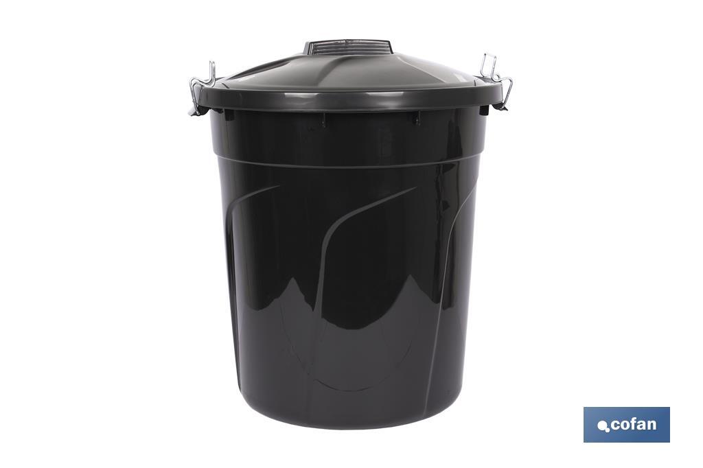 Cubo de Basura | Color Negro | Capacidad 50 L | Con Asas de Cierre Incorporadas Metálicas| Cubo de Basura con Tapa