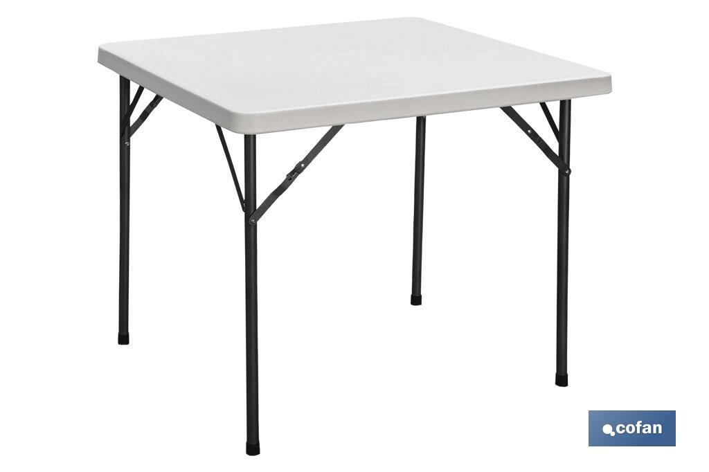 Mesa de catering plegable cuadrada portátil | Color blanco de 88 cm de lado | Mesa Multiusos