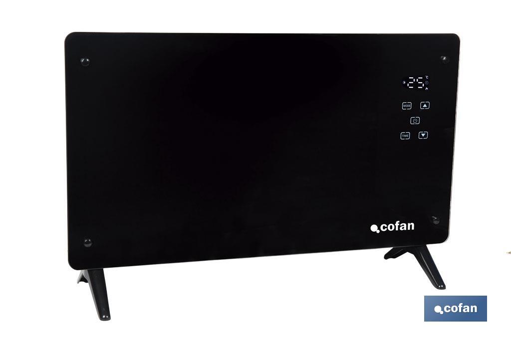 Convector radiante de panel de vidrio | Potencia: 2000 W | Mando a distancia | Control vía app | Compatible con asistente de vo